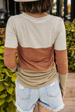 MQTIME  -  Color Block V-Neck Long Sleeve Top