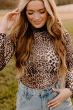 MQTIME  -  Turtleneck Leopard Long Sleeve Bodysuit