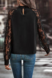 MQTIME  -  Cutout Lace Detail Long Sleeve Blouse