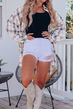 MQTIME  -  Plaid Button Up Long Sleeve Shacket