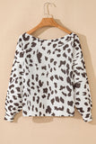 MQTIME  -  Leopard Boat Neck Long Sleeve Knit Top