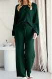 MQTIME  -  Round Neck Long Sleeve Top and Pants Set
