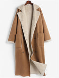 MQTIME  -  Plus Size Drop Shoulder Sherpa Longline Coat