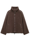 MQTIME  -   Zip Up Turtleneck Long Sleeve Plush Jacket