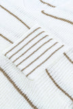 MQTIME  -  Striped V-Neck Drop Shoulder Sweater