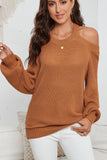 MQTIME  -  Cutout Back Cold Shoulder Long Sleeve Sweater