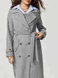 MQTIME  -  Collared Neck Long Sleeve Longline Coat