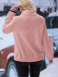 MQTIME  -  Half Zip Long Sleeve Furry Sweatshirt