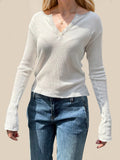 MQTIME  -  Devine Quarter Button Long Sleeve T-Shirt