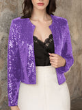 MQTIME  -  Full Size Sequin Open Front Cropped Jacket