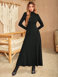 MQTIME  -  Turtleneck Long Sleeve Maxi Dress