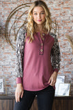 MQTIME  -  Heimish Full Size Snakeskin Print Raglan Sleeve Half Button Top
