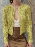 MQTIME  -  Full Size Sequin Open Front Cropped Jacket