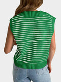 MQTIME  -   Collared Neck Striped Sweater Vest