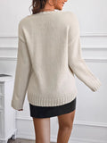 MQTIME  -  Round Neck Dropped Shoulder Sweater