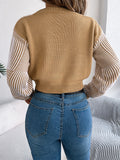 MQTIME  -  Striped V-Neck Long Sleeve Sweater