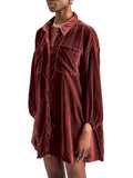 MQTIME  -  Collared Neck Button Down Long Sleeve Shirt