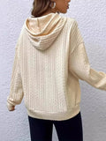 MQTIME  -  Drawstring Texture Long Sleeve Hoodie