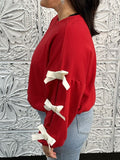 MQTIME  -  Contrast Bow Round Neck Long Sleeve Sweatshirt