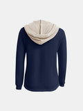 MQTIME  -  Full Size Waffle-Knit Contrast Long Sleeve Hoodie