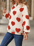 MQTIME  -  Fuzzy Heart Pocketed Dropped Shoulder Hoodie