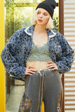 MQTIME  -  POL Flower Textured Raw Hem Long Sleeve Denim Jacket