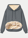 MQTIME  -  Drawstring Long Sleeve Hoodie with Kangaroo Pocket