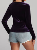 MQTIME  -  Ruched Surplice Long Sleeve Top