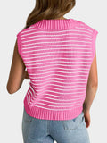 MQTIME  -   Collared Neck Striped Sweater Vest