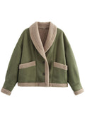 MQTIME  -  Fuzzy Collared Neck Long Sleeve Jacket