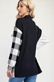 MQTIME  -  Celeste Full Size Plaid Contrast Button Up Shacket