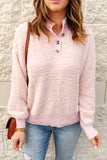 MQTIME  -  Button Detail Mock Neck Long Sleeve Sweater