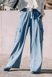 MQTIME  -  Drawstring Cargo Pocket Wide Leg Jeans