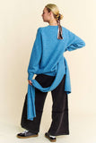 MQTIME  -   V-Neck Dropped Shoulder Sweater with Scarf