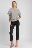 MQTIME  -  Umgee Striped Half Zip Short Sleeve Sweatshirt