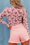 MQTIME  -  Printed Mock Neck Long Sleeve Bodysuit