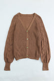 MQTIME  -  Openwork V-Neck Button Up Cardigan