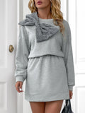 MQTIME  -   Perfee Bow Dropped Shoulder Long Sleeve Mini Dress