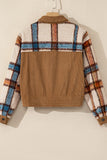 MQTIME  -  Plaid Corduroy Flap Pockets Button Up Jacket