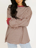 MQTIME  -  Contrast Striped Long Sleeve Sweatshirt