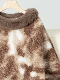 MQTIME  -   Furry Contrast Three-Quarter Poncho