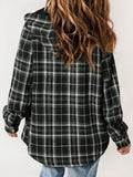 MQTIME  -  Plaid Snap Down Plush Hooded Jacket