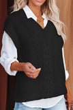 MQTIME  -  Cable-Knit V-Neck Sweater Vest