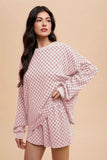 MQTIME  -  Annie Wear Checkered Round Neck Top and Drawstring Shorts Set