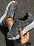MQTIME  -  Floral Round Toe Sneakers with Zip