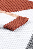 MQTIME  -  Color Block Drop Shoulder Long Sleeve Sweater