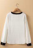 MQTIME  -  Contrast Notched Long Sleeve Blouse
