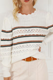 MQTIME  -  Hollow Out Round Neck Long Sleeve Sweater