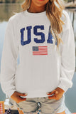 MQTIME  -  US Flag Corded Long Sleeve Sweatshirt