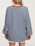 MQTIME  -  Contrast Striped Long Sleeve Sweatshirt